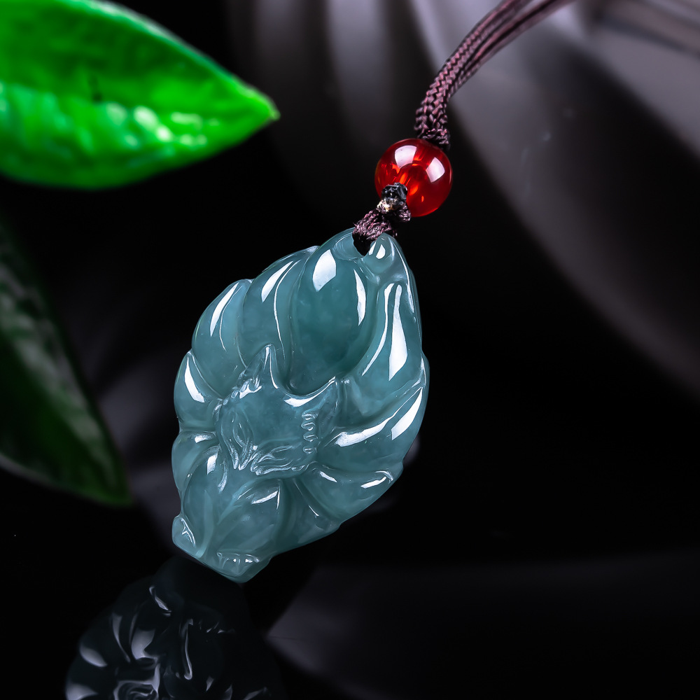 Necklace Pendant - Kalung Liontin Rubah Giok Burma Alami