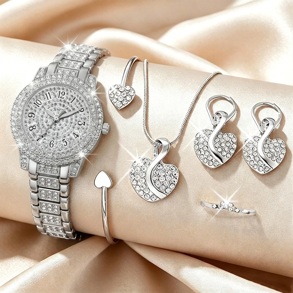 6PCS Set Perhiasan Jam Tangan  - Jewelry Watches For Ladies ulasan dan harga